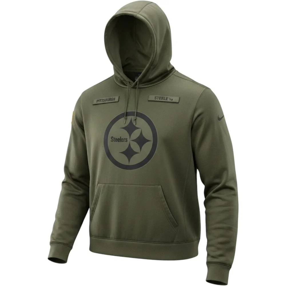 Nike Mens Pittsburgh Steelers Salute to Service Olive Green Hoodie Large